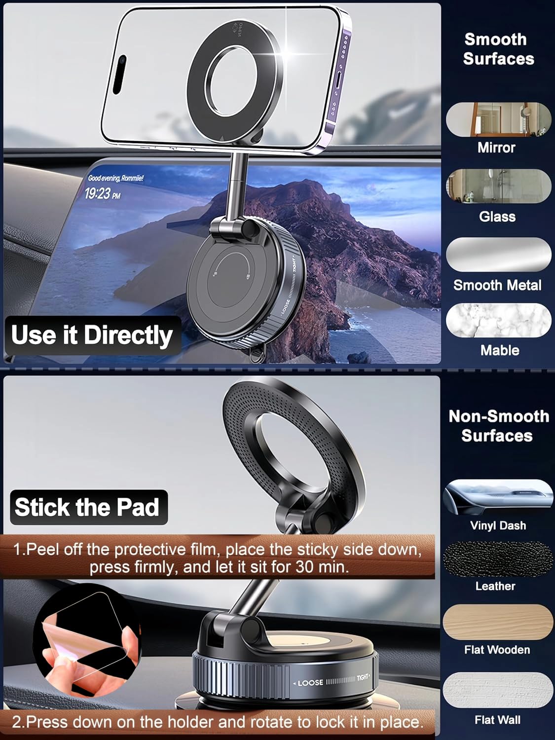 Vacuum Magnetic Suction Phone Holder